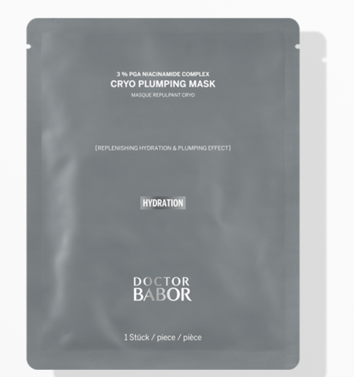 Doctor Babor Cryo Plumping Mask in silberner Verpackung, kühlende Anti-Aging Gesichtsmaske für mehr Volumen, Feuchtigkeit und sichtbar glattere Haut